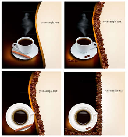 Four design coffee backgrounds. のイラスト素材