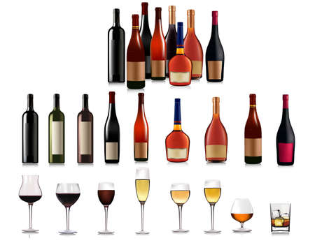 Set of different bottles.  illustration. のイラスト素材