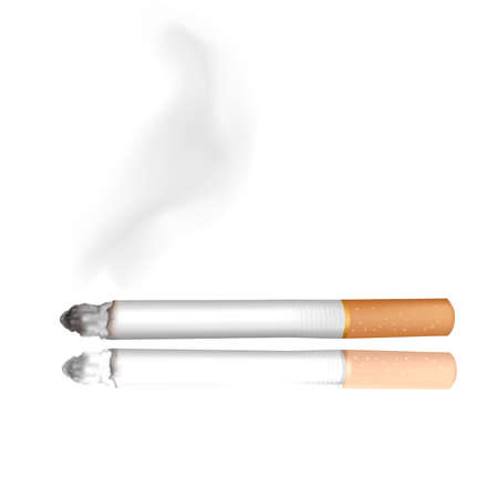 Smoking cigarette. Isolated on black. Closeup. のイラスト素材