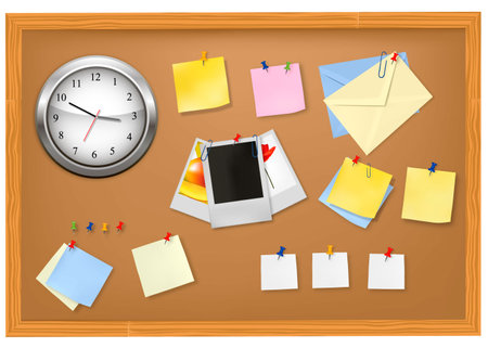 Clock and office supplies. のイラスト素材