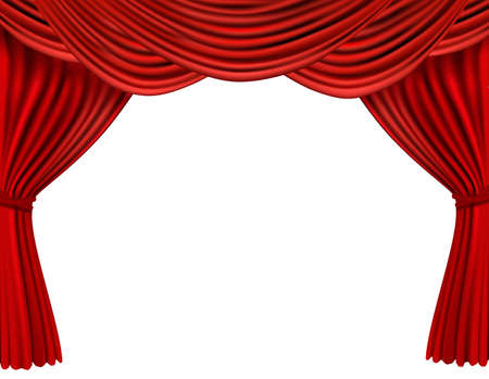 Background with red velvet curtain. illustration. のイラスト素材