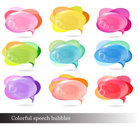 Collection of colorful speech and thought bubbles. Vector illustration. のイラスト素材