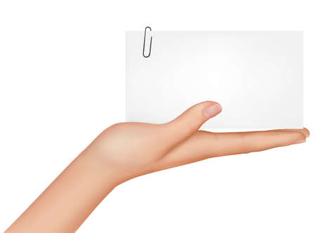 Hand and a card. Vector illustration のイラスト素材