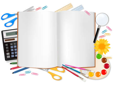 Back to school. Notepad with supplies. Vector. のイラスト素材