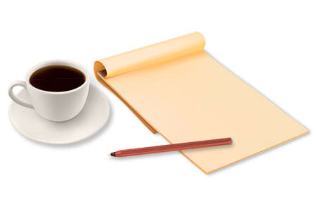 Cup of coffee and office notebook. Vector. のイラスト素材