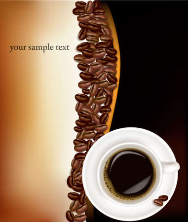 Cup of coffee with coffee grains . Photo-realistic vector. のイラスト素材