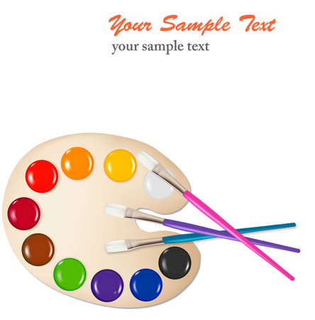 Palette with color paints and brushes. Vector illustration. のイラスト素材