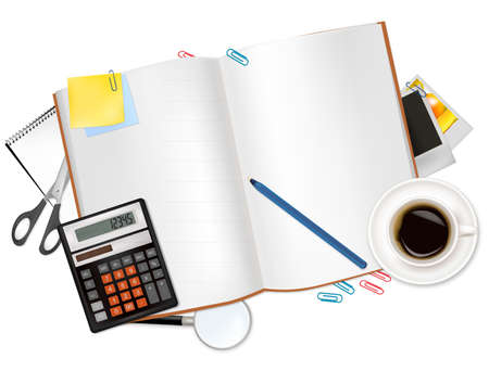 Calculator and office supplies.のイラスト素材