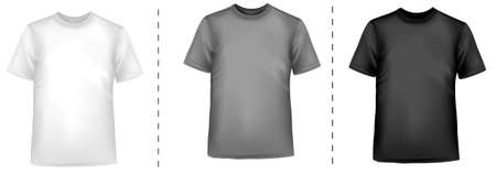 Black and white men polo shirts and t-shirts. Photo-realistic vector illustration のイラスト素材