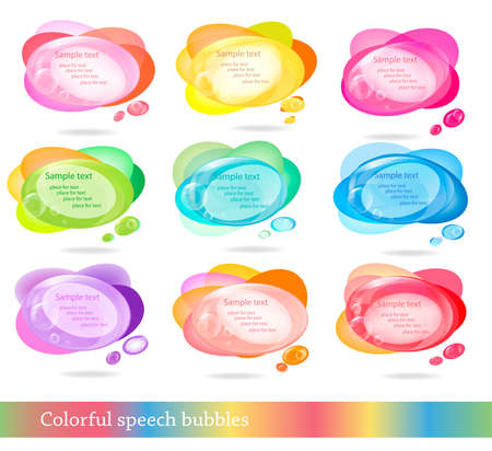 Collection of colorful speech and thought bubbles. Vector. のイラスト素材
