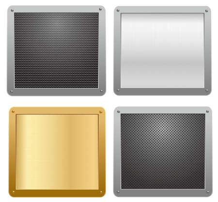Four glossy metallic plates. Vector illustrationのイラスト素材