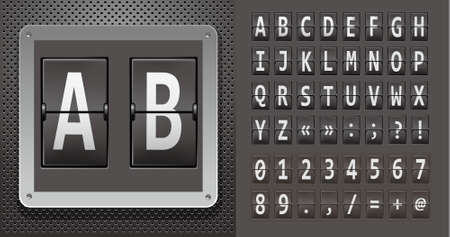 Alphabet of mechanical panel on metallic plate. Vector illustration. のイラスト素材