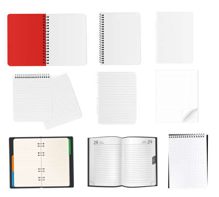 Set of some paper sheets and notepad. Vector illustration. のイラスト素材