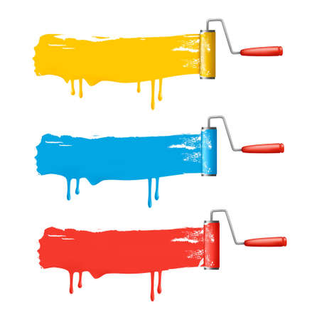 Three color roller brushes. Vector. のイラスト素材