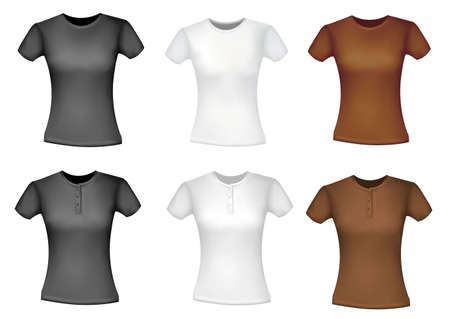 Black and white and brown shirts (women). のイラスト素材