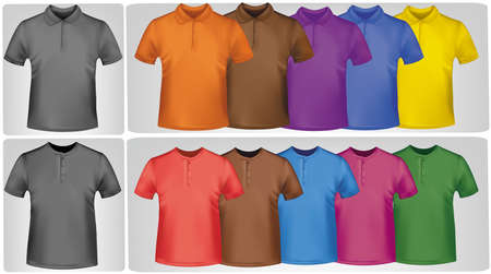 Black and white and colored shirts. Photo-realistic illustration. のイラスト素材