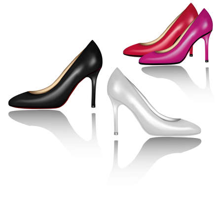 Elegant glossy shoes with reflection. Photo-realistic vector. のイラスト素材