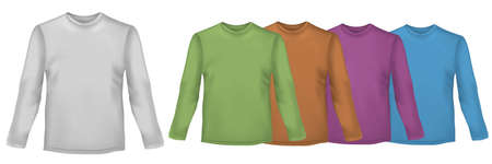 Black and colored long-sleeved t-shirts. Photo-realistic vector illustration.のイラスト素材