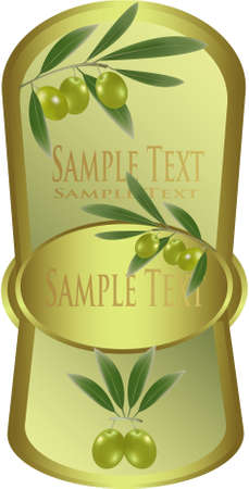 Yellow label with green olives のイラスト素材