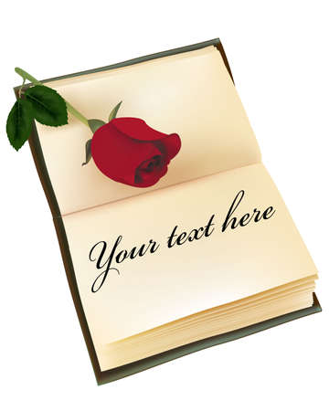 Red beautiful rose on the bookのイラスト素材