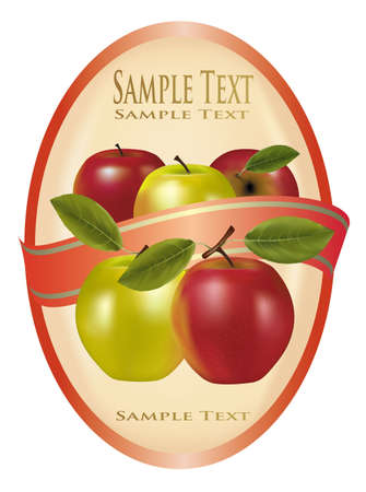 Yellow label with red apples. のイラスト素材