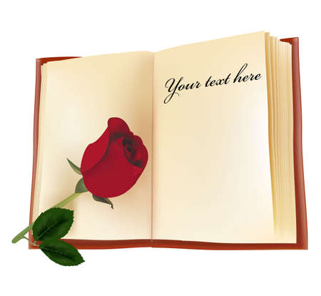 Red beautiful rose on the bookのイラスト素材