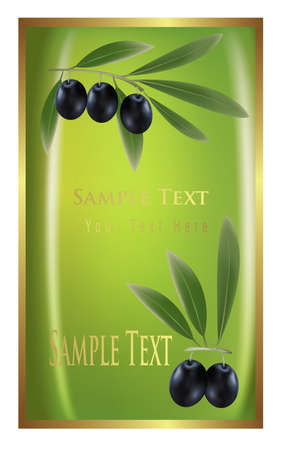 Label with black olives for olive oil products, cosmetics etc. のイラスト素材