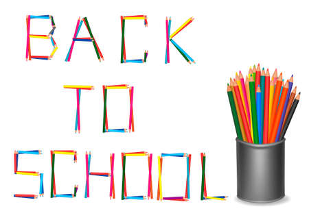 Back to school. Background with colorful pencils. Vector. のイラスト素材