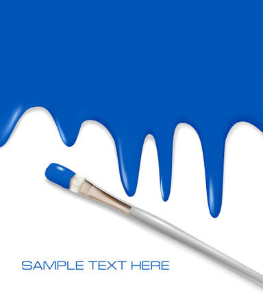Blue paintbrush painting the white wall. Background vector. のイラスト素材