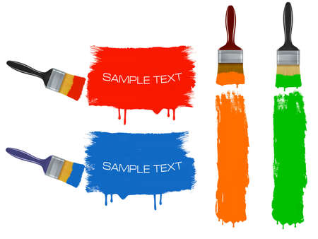 Colorful banners with paintbrushesのイラスト素材