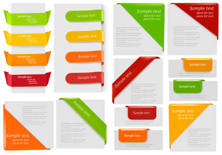 Big collection of colorful origami paper banners and stickers. Vector illustration. のイラスト素材