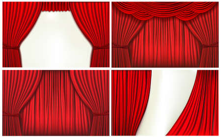 Set of backgrounds with red velvet curtain. のイラスト素材