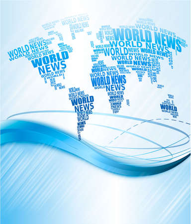 World news concept. Abstract world map made from World news words. Vector illustration.のイラスト素材