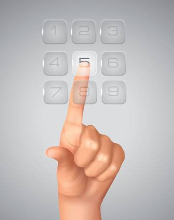 Hand touching a button. Vector illustration.のイラスト素材