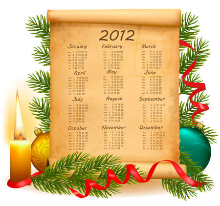 Old paper with calendar 2012. Vector illustration.のイラスト素材