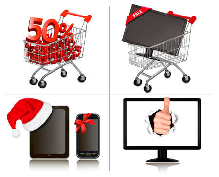 Set of shopping and business backgrounds. Concept of discount. Vector illustration.のイラスト素材