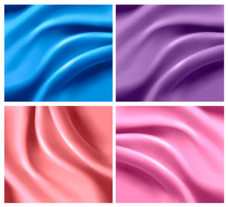 Set of colorful silk backgrounds. Vector illustration.のイラスト素材