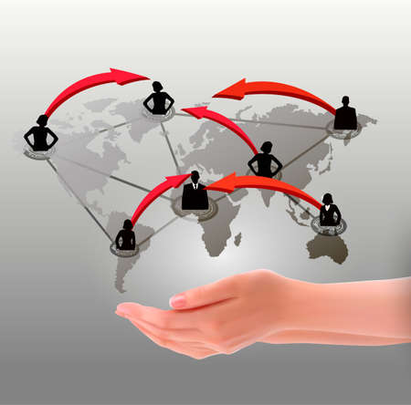 Hands holding social network. illustration のイラスト素材