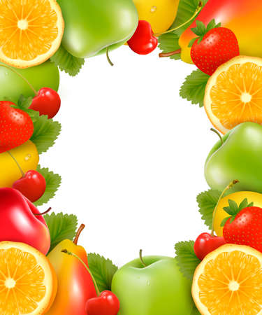 Frame made of fresh, juicy fruit. のイラスト素材
