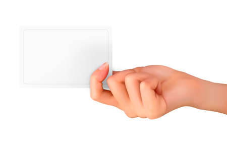 Hand holding paper card illustrationのイラスト素材