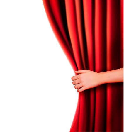  Background with red velvet curtain  Vector illustration のイラスト素材