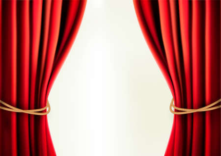 Background with red velvet curtain  Vector illustration  のイラスト素材