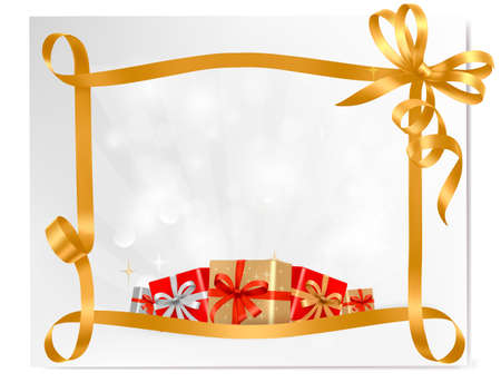 Holiday background with gift bow with gift boxes  Vectorのイラスト素材