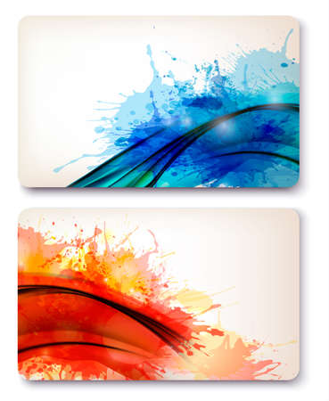 Collection of colorful abstract watercolor backgroundsのイラスト素材