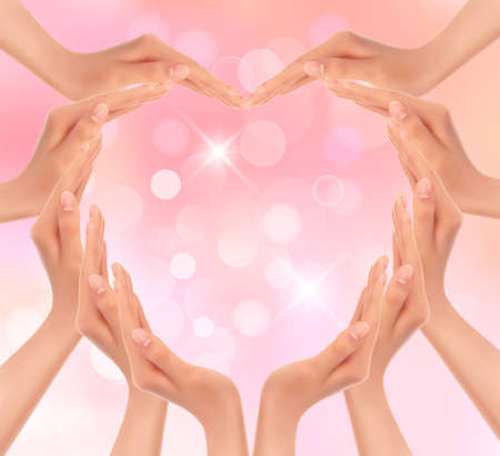 Hands making a heart. Valentine's day background. Vector illustrationのイラスト素材