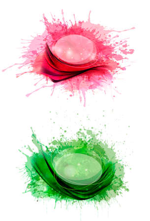 Collection of colorful abstract watercolor bannersのイラスト素材