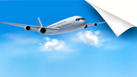 Background with airplane on blue sky  Travel concept  Vectorのイラスト素材