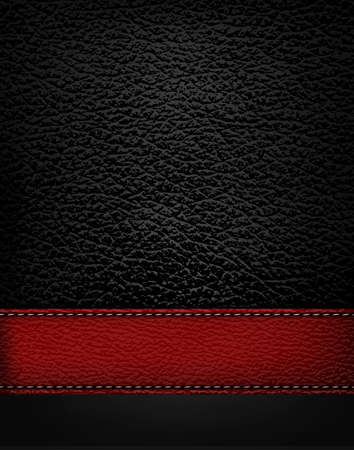Black leather background with red leather strip. Vector illustration.のイラスト素材