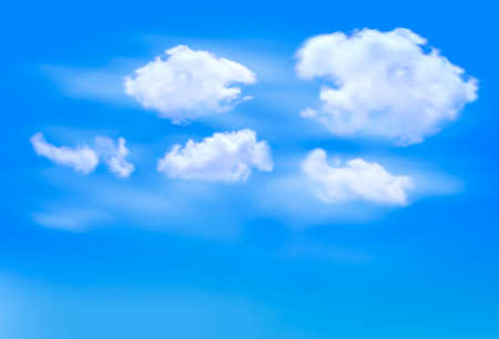 Blue sky with clouds. Vector background. のイラスト素材