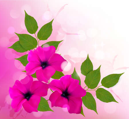Nature background with pink beautiful flowers. Vector illustration.のイラスト素材
